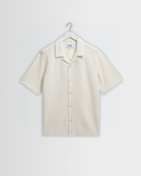 Clayland - Ecru Textured Waffle Short-Sleeve Shirt