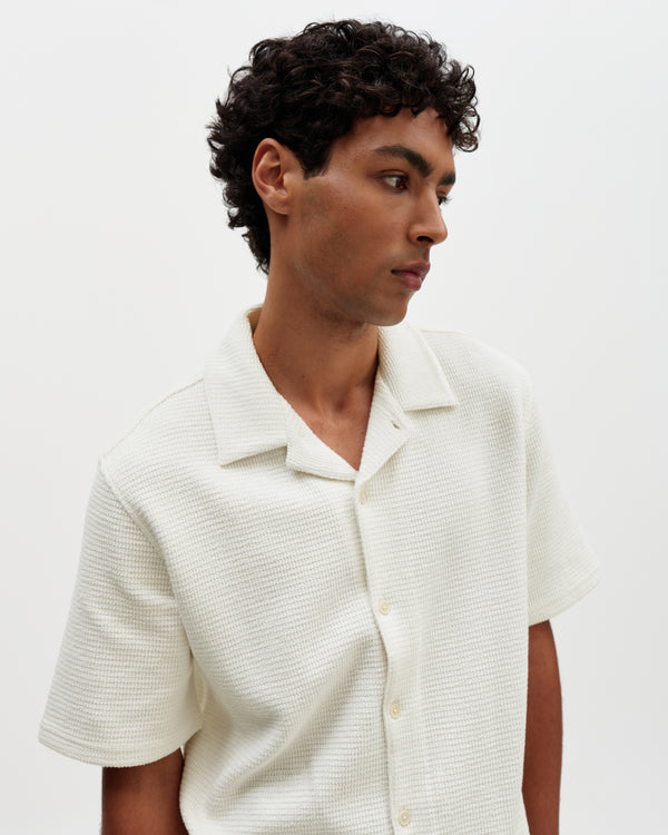 Clayland - Ecru Textured Waffle Short-Sleeve Shirt