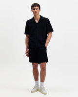 Clayland - Navy Textured Waffle Short-Sleeve Shirt