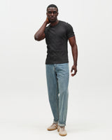 Cole - Black Ribbed Cotton Slim-Fit T-Shirt