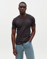Cole - Black Ribbed Cotton T-Shirt