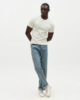 Cole - Off White Ribbed Cotton T-Shirt