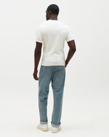 Cole - Off White Ribbed Cotton T-Shirt