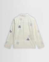 Corey - Ecru And Blue Doodle Cotton-Seersucker Shirt