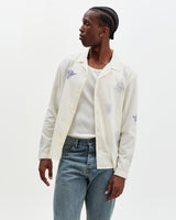 Corey - Ecru And Blue Doodle Cotton-Seersucker Shirt