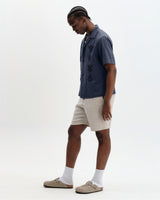 Curzon - Navy Grid Applique Short-Sleeve Shirt