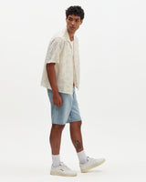 Curzon - Ecru Jacquard Viscose Short-Sleeve Shirt