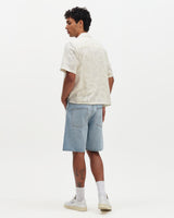Curzon - Ecru Jacquard Viscose Short-Sleeve Shirt