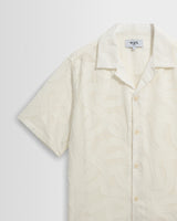 Curzon - Ecru Jacquard Viscose Short-Sleeve Shirt