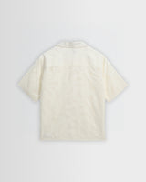 Curzon - Ecru Jacquard Viscose Short-Sleeve Shirt