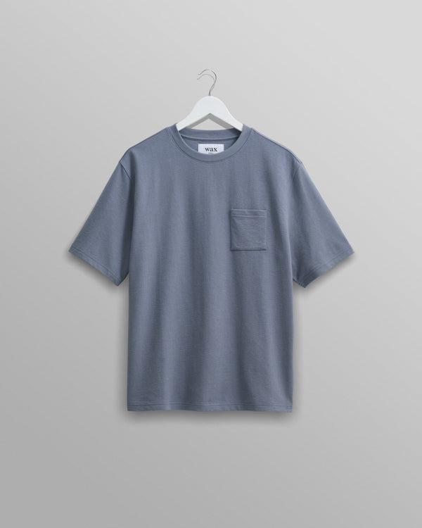 Dean T-Shirt Textured Blue With Pocket