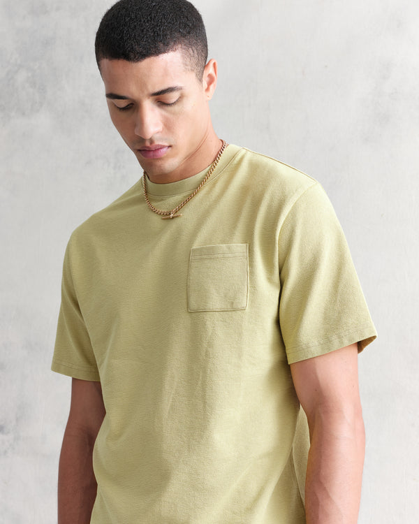 Dean T-Shirt Textured Bright Green With Pocket