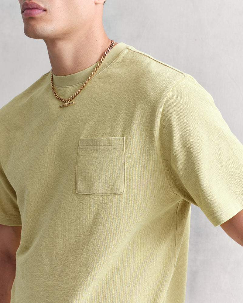 Dean T-Shirt Textured Bright Green With Pocket