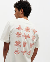 Dean - Ecru And Rust Grid Embroidered T-Shirt