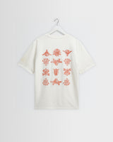 Dean - Ecru And Rust Grid Embroidered T-Shirt