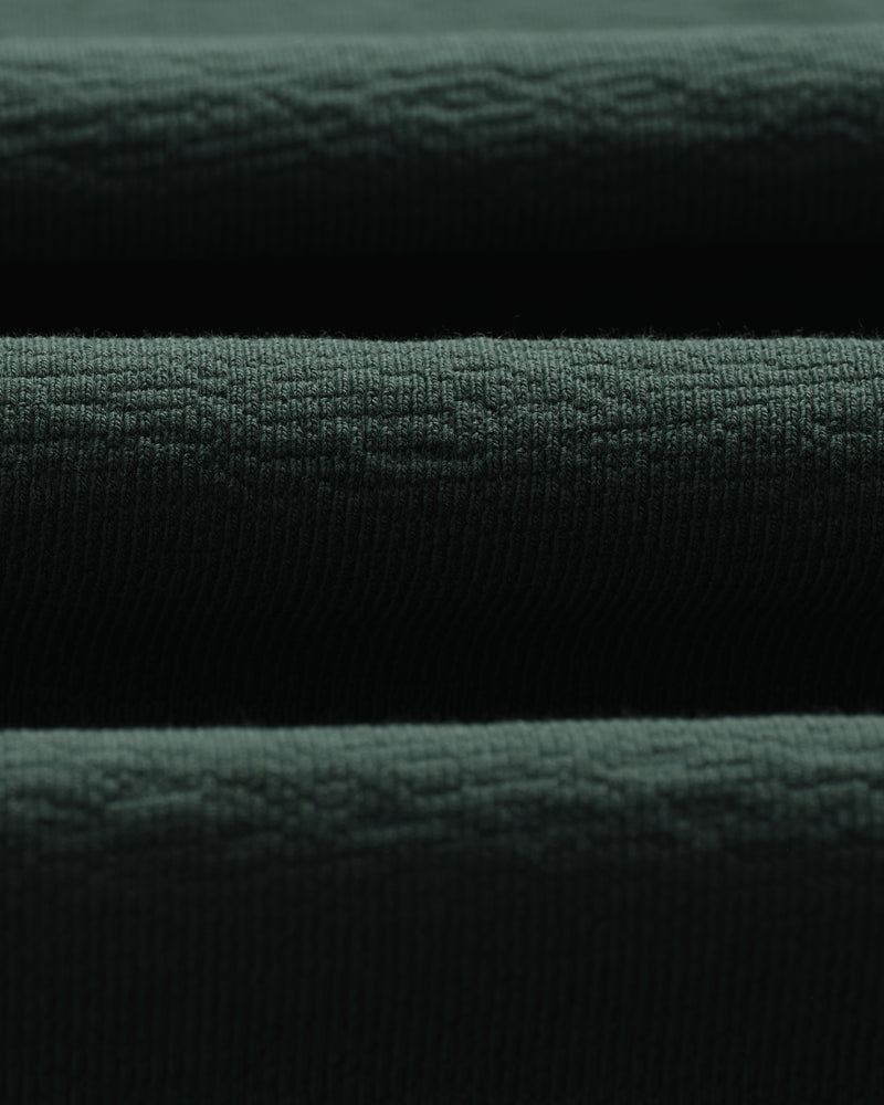 Hayden - Bottle Green Textured Organic Cotton Long Sleeve T-Shirt