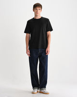 Dean – Angerautes Kurzarm-T-Shirt in Schwarz