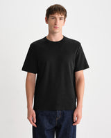 Dean – Angerautes Kurzarm-T-Shirt in Schwarz