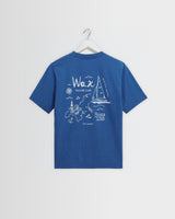 Dean - Blue And Ecru Sailing Map Print T-Shirt