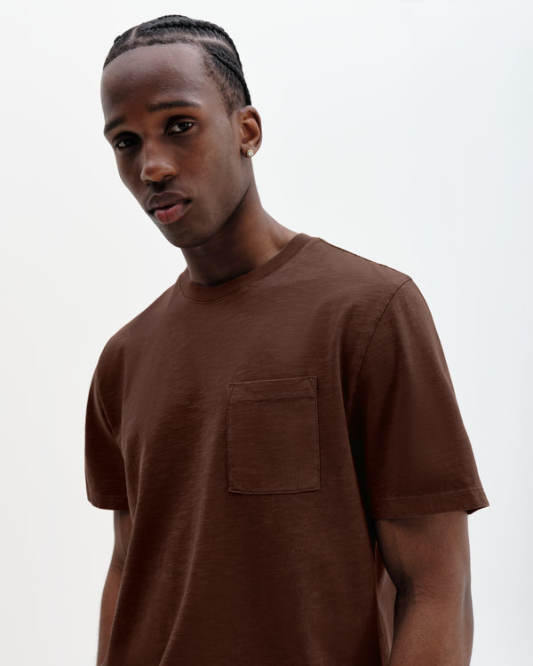 Dean - Brown Slub Cotton Pocket T-Shirt