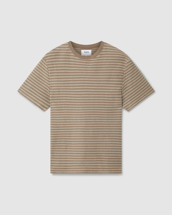 Dean T Shirt Brown Tonal Stripe