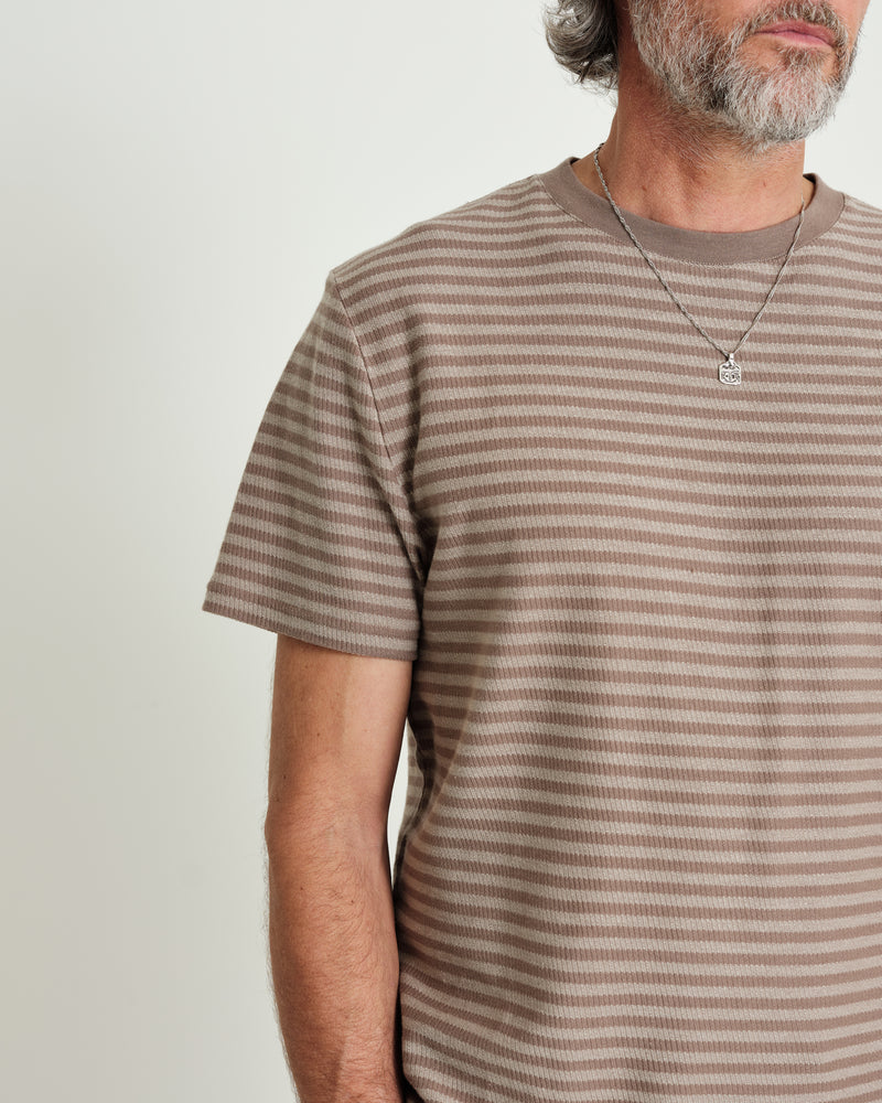 Dean T Shirt Brown Tonal Stripe