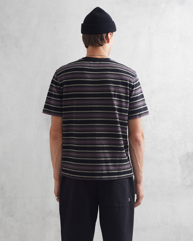 Dean T-Shirt Charcoal Brush Stripe