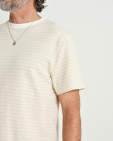 Dean T Shirt Ecru Tonal Stripe