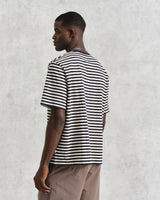 Dean T-Shirt Textured Navy/Ecru Stripe