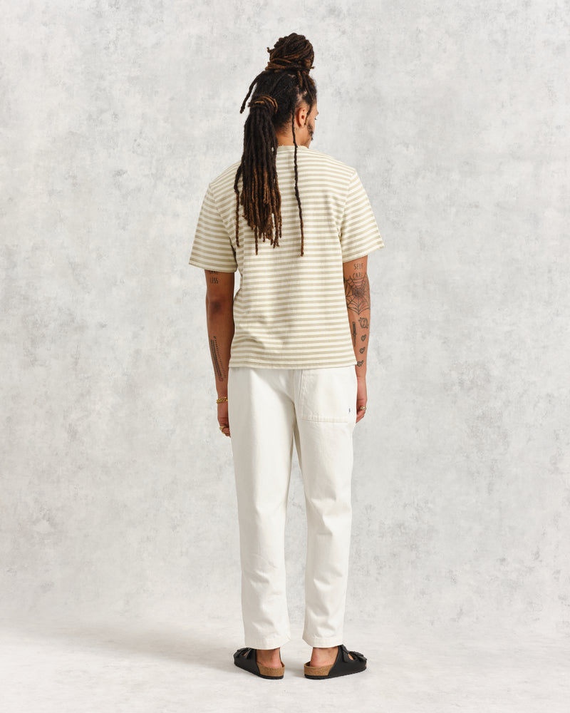 Dean T-Shirt Textured Sage/Ecru Stripe