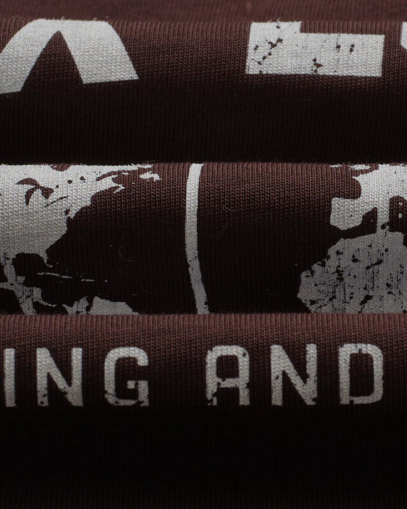 Dean - Brown And Off-White Globe Graphic Cotton T-Shirt