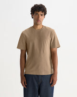 Dean - Dark Sand Textured Organic Cotton T-Shirt