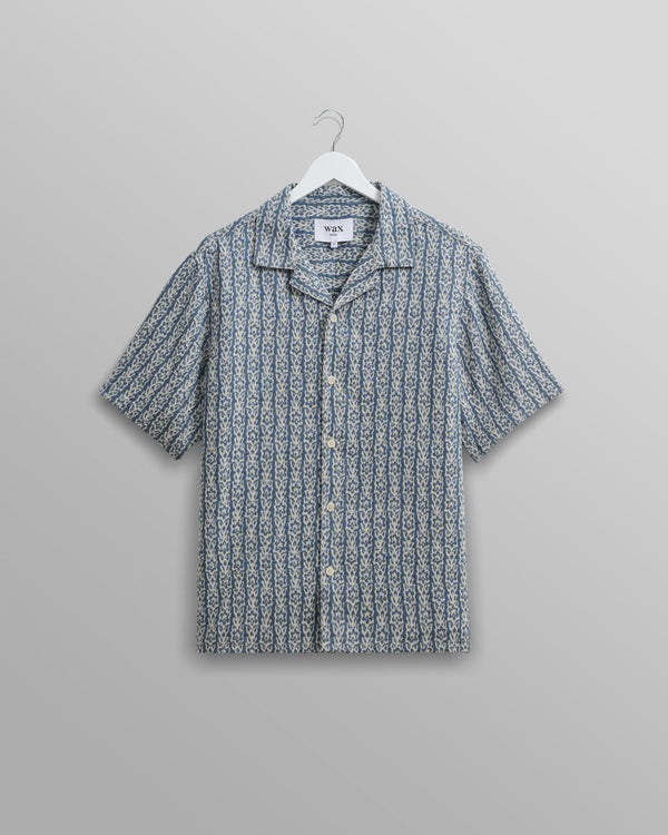 Didcot Shirt Blue/Ecru Floral Stripe