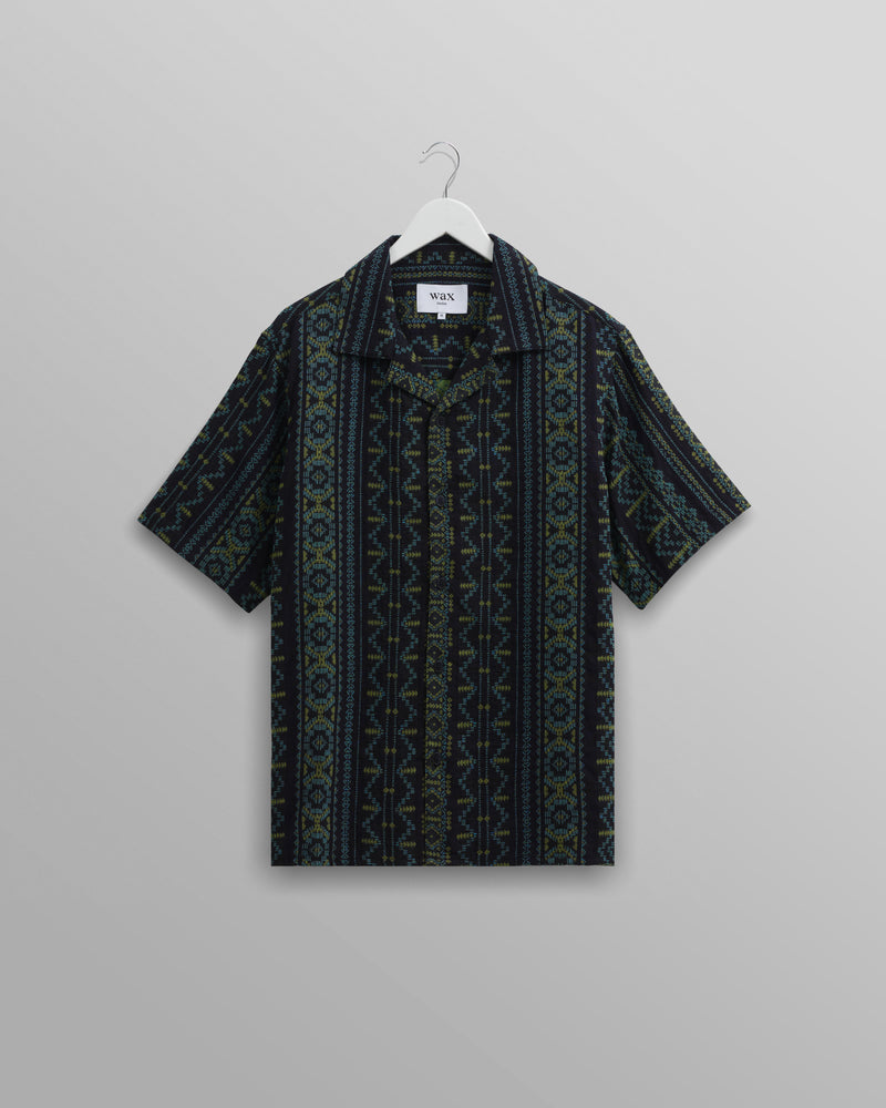 Didcot Shirt Navy/Lime Green Aztec