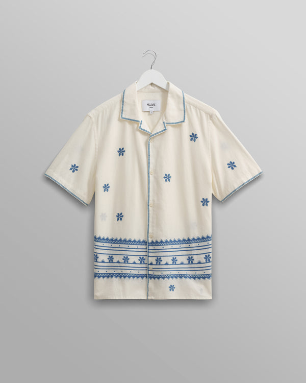 Didcot Shirt Ecru/Blue Daisy Embroidery