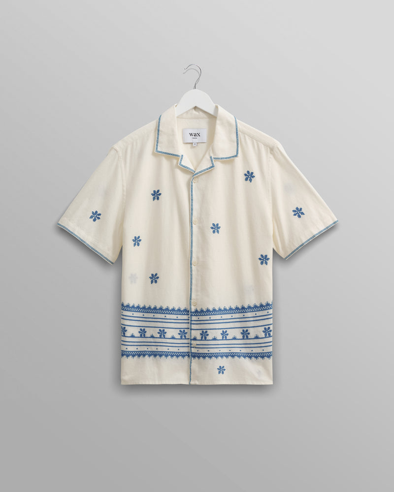 Didcot Shirt Ecru/Blue Daisy Embroidery