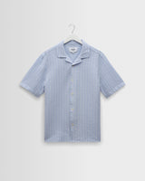 Didcot - Blue And Ecru Seersucker Stripe Short-Sleeve Shirt