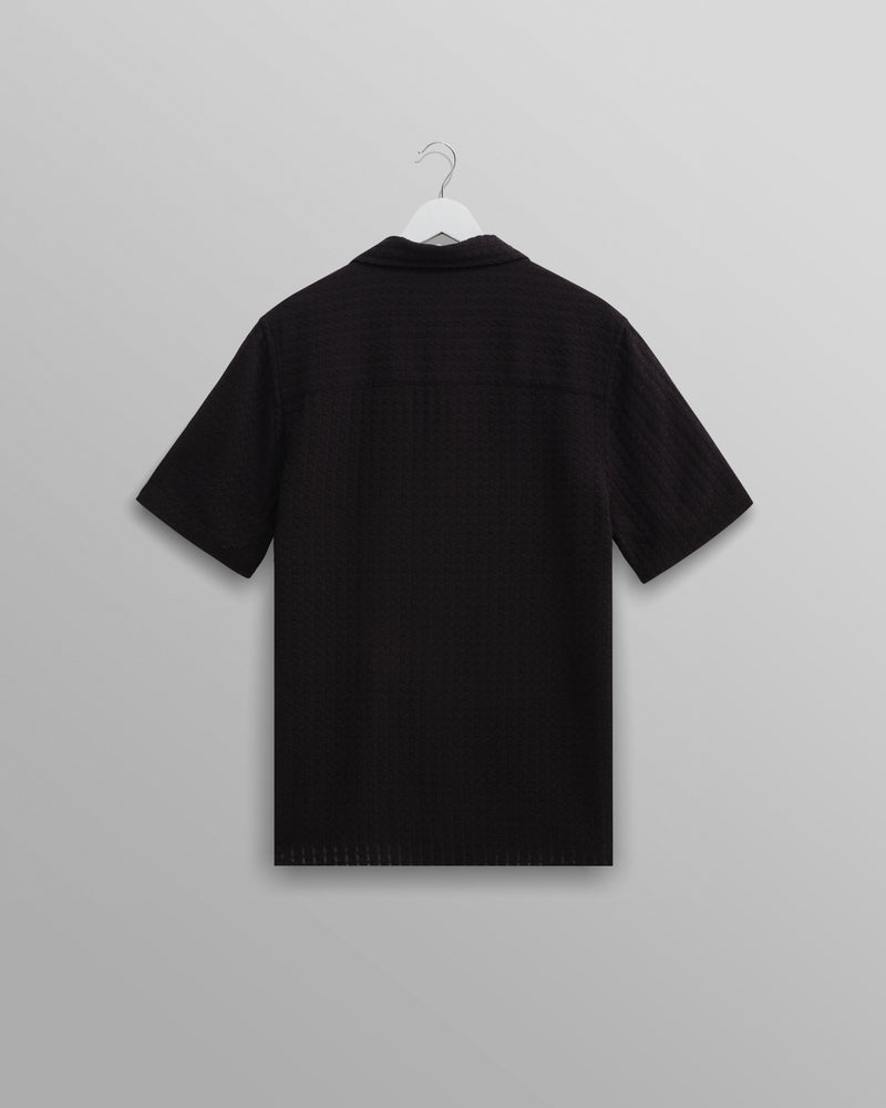 Didcot Shirt Black Wave Textured Stripe
