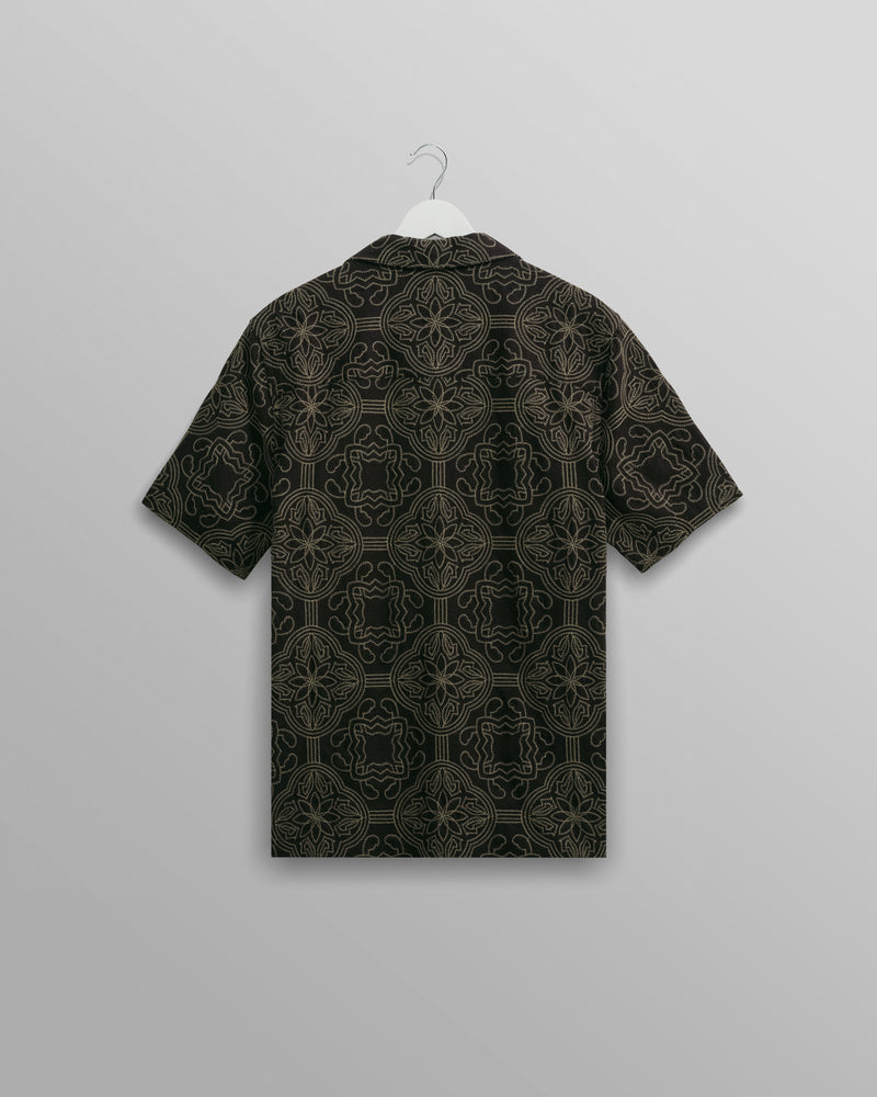 Didcot Shirt Black/Green Tile Stitch