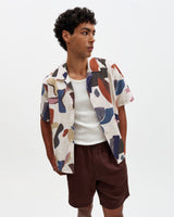 Didcot - Ecru And Multicolour Abstract Shapes Short-Sleeve Shirt