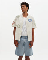 Didcot - Ecru And Multicolour Floral Applique Short-Sleeve Shirt