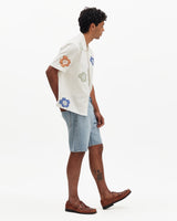 Didcot - Ecru And Multicolour Floral Applique Short-Sleeve Shirt