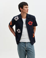 Didcot - Navy Floral Applique Short-Sleeve Shirt