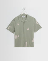 Didcot - Sage And Ecru Scribble Applique Short-Sleeve Shirt