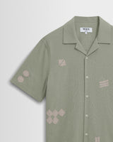 Didcot - Sage And Ecru Scribble Applique Short-Sleeve Shirt
