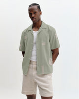 Didcot - Sage And Ecru Scribble Applique Short-Sleeve Shirt