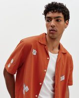 Didcot - Terracotta And Ecru Scribble Applique Short-Sleeve Shirt