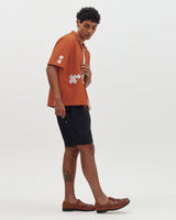 Didcot - Terracotta And Ecru Scribble Applique Short-Sleeve Shirt
