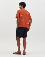 Didcot - Terracotta And Ecru Scribble Applique Short-Sleeve Shirt