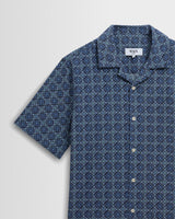 Didcot - Blue Tile Print Short-Sleeve Shirt